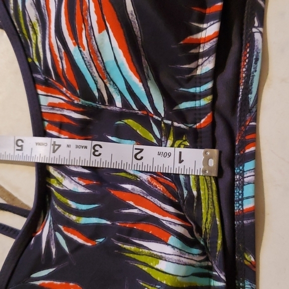 Mossimo Womens Bikini Size L Navy Palm Swimsuit Top Swim Beach Costal Floral - Picture 3 of 9